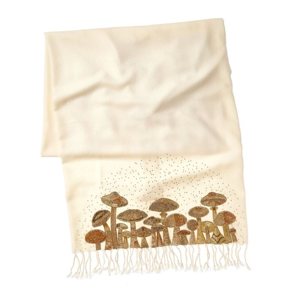 Jonathan Adler Mushrooms Embellished Throw, Gold